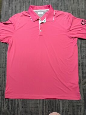 adidas adi Pure Men's Bright Pink  Salmon Polo with White Trim